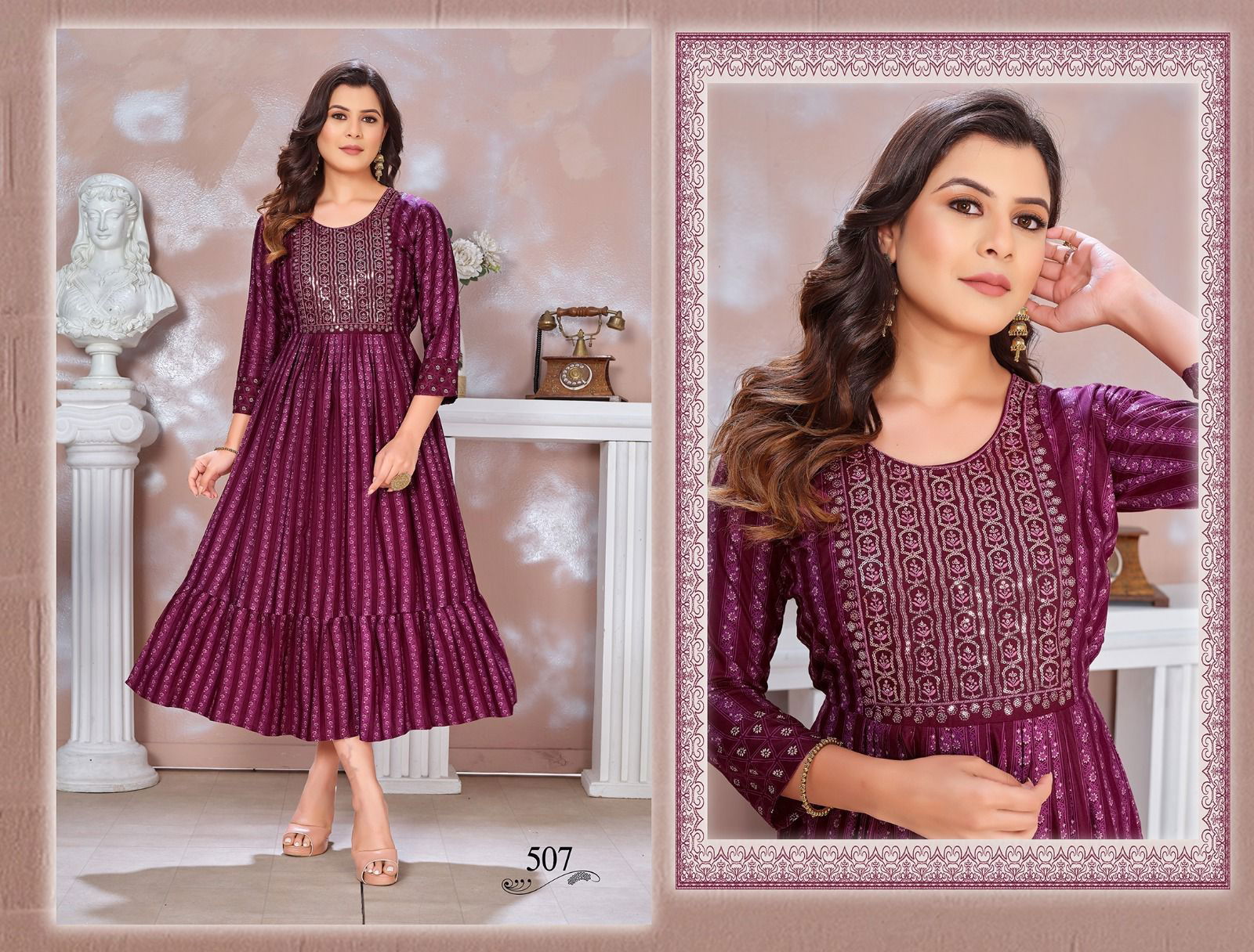 Golden Blessed 3 Printed Long Anarkali Kurtis Catalog
